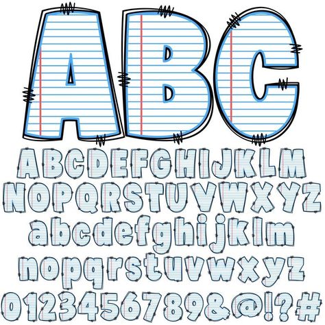 Back To School Doodles, Doodle Notebook, School Doodle, Alphabet Letters Images, Alpha Letter, Doodle Png, Letters Png, Doodle Alphabet, Banner Letters