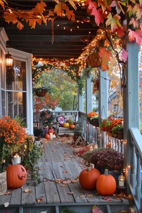 Doorway Fall Decor, Harvest Thyme, Fall Porches, Autumn Porch, Harvest Decor, Set The Mood, Halloween Front Porch, Autumn Magic, Fall Decor Ideas