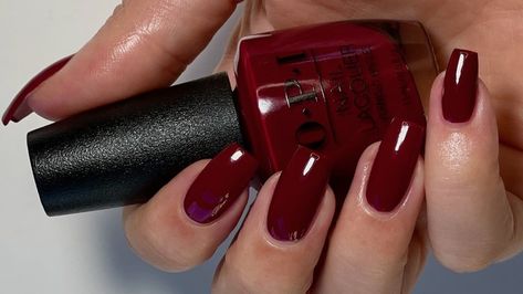 Opi Burgundy, Red Opi Nails, Dark Red Shades, Opi Malaga Wine, Opi Red Nail Polish, Deep Red Nail Polish, Fall Nail Colors Opi, Burgundy Nail Polish, Malaga Wine