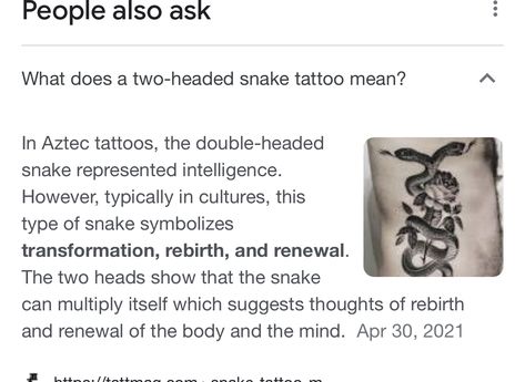 Two Headed Snake Tattoo Meaning, Two Headed Snake Tattoo, Snake Meaning, Two Headed Snake, Snake Tattoo Meaning, Aztec Tattoos, Types Of Snake, Tattoo Meaning, Snake Tattoo