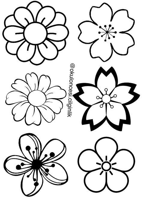 Trin For Trin Tegning, Flower Rocks, Flower Stencils, Balloon Tree, Pola Sulam, Flower Template, Flower Doodles, Leaf Flowers, Diy Flowers