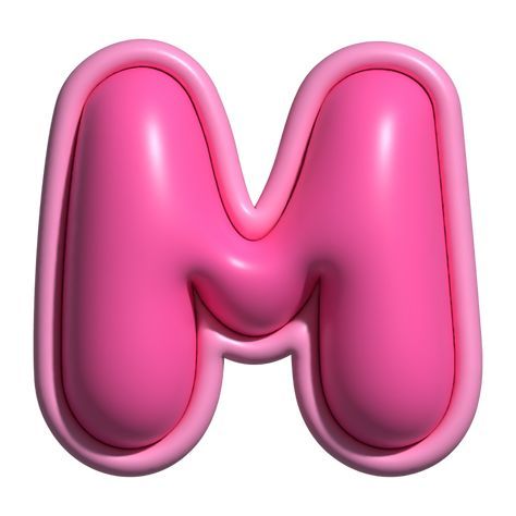 letter m pink alphabet glossy Pink Bubble Letters, M Letter Aesthetic, Pink Letters Alphabet, Graphic Alphabet, Journal Memories, M Letter Design, Leopard Print Tattoos, Emoji Stickers Iphone, Font Bubble