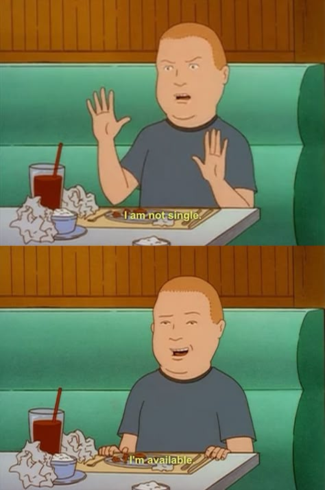 We Should All Be More Like Bobby Hill Bobby Hill, King Of The Hill, Geek Humor, On The Bright Side, Reaction Pics, Cartoon Memes, Mood Humor, It Goes On, Bright Side