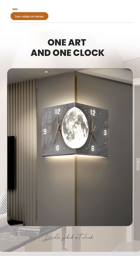 🎈New living room corner double-sided luminous creative clock wall lamp Side Wall Decor, Best Wall Clocks, Living Tv, Creative Tables, Living Room Corner, Room Corner, Pinterest Home, Kitchen Carpet, Bathroom Carpet