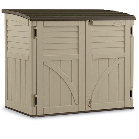 Suncast Storage Shed, Garbage Can Storage, Storage Building Plans, Yard Storage, Urban Backyard, Wood Shed Plans, Custom Sheds, Backyard Storage, Resin Storage