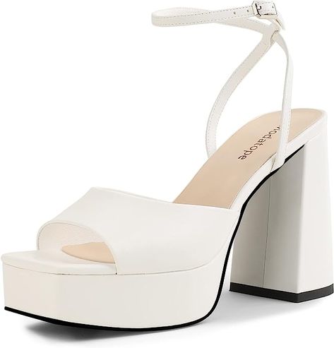 White Platform Heels, Women Platform Sandals, Party Pumps, Black Platform Heels, Womens Chunky Heels, White Platform, Heels For Women, Platform Heels Chunky, Pumps Shoes