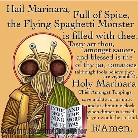 Spaghetti Monster, Catholic Humor, Flying Spaghetti Monster, Atheist Humor, Atheist Quotes, Losing My Religion, Hp Lovecraft, Dark Jokes, Spaghetti Western