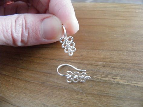 Delicate Silver Earrings With Ear Wire, Everyday Silver Wrap Earrings With Ear Wire, Unique Silver Wire Wrapped Earrings, Sterling Silver Earrings With Ear Wire, Nature-inspired Sterling Silver Wire Wrapped Earrings, Wire Jewelry Earrings, Handmade Wire Wrapped, Handmade Wire, I Love Jewelry