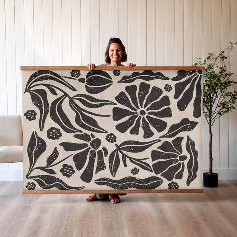 Tapestry Boho Wall Art Extra Large Wall Art Tapestry Wall Hanging Modern Botanical Wall Art Floral Art Canvas Wall Art 601 - Etsy Floral Art Canvas, African Wall Art, Wall Murals Painted, Modern Botanical, Art Tapestry, Black Bedroom, Wall Art Floral, Oversized Wall Art, Large Wall Decor