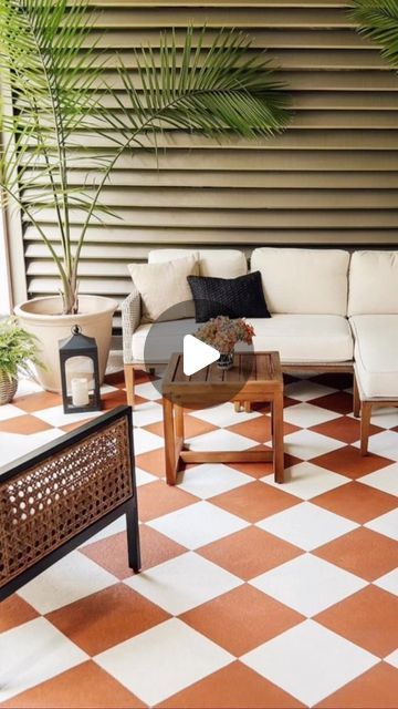 Jane Rockett on Instagram: "DIY Checkerboard Floor 🧡🤍🖤! @ourfifthhouse showing us how to masterfully create a checkered floor look… I’m not sure I’d be able to so cleverly (and patiently!) cut in and stay within the lines! 🫠 I absolutely LOVE both looks that she’s created… I think the terracotta and white tiles has got to be my favourite though. It’s so warming and summery. Which design do you love the most?! Black or Terracotta? 🧡🤍🖤
.
.
.
#terracottatiles #tiletuesday #floortiles #tilesofinstagram #rockettstgeorge #rockettstgeorgestyle #floortiles #checkerboardtrend #floortrends #howihome #myhouseandhome #myhousethismonth #homerenovation #homedecoration #mygarden #mygardenstyle #porchdecor #iloverockettstgeorge #makeeverythingbeautiful #balconydesign #balconyinspo #surroundyourself Diy Checkerboard, Vct Tile, Checkered Floor, Checkerboard Floor, Garden Tiles, Porch Flooring, Flooring Trends, Terracotta Tiles, Outdoor Tiles