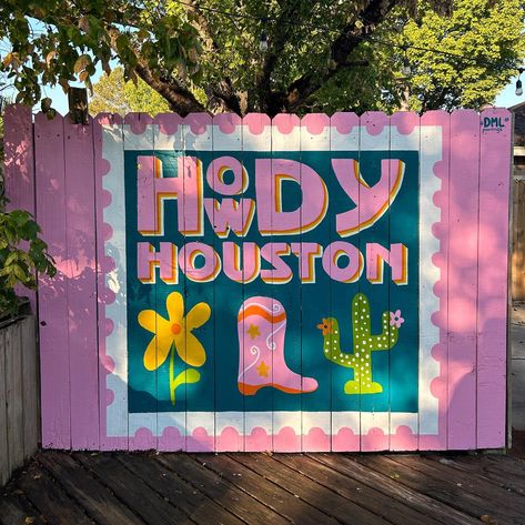 Itching to create more stamp murals 🥹 1. Airbnb in Houston, TX 2. Signage for a Florida-themed event #muralist #mural #artist #travel Texas Mural, Danielle Marie, Mural Artist, Mural Wall, Mural Wall Art, Houston Tx, Wall Murals, Houston, To Create