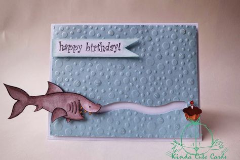 Shark Birthday Card Diy, Shark Cards Handmade, Shark Birthday Card, Cute Stamps, Spinner Card, Slider Cards, Homemade Birthday, Birthday Cards For Boyfriend, Shark Themed