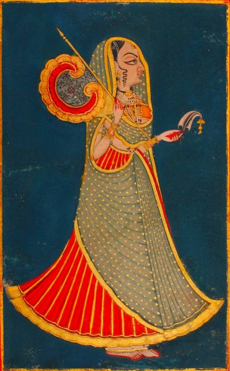 Magic Transistor   Jodhpur Princess with Fan, Royal Pankha and Sarpech, Jodhpur, Rajasthan, c. 1830. Mughal Miniature Paintings, Jodhpur Rajasthan, Rajasthani Painting, Indian Traditional Paintings, Indian Miniature, Rajasthani Art, Mughal Art Paintings, Mughal Paintings, Miniature Paintings