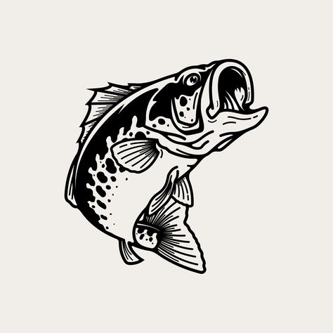 Largemouth Bass leaping out of the water Bass Fish Drawing Outline, Bass Fish Drawing Easy, Bass Drawing Fish, Large Mouth Bass Drawing, Bass Fish Drawing, Fishing Drawings, Bass Illustration, Bass Drawing, Bass Logo