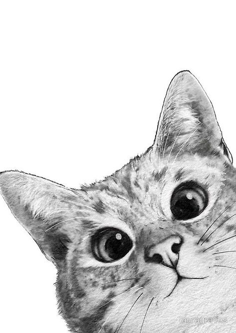 did I hear the can opener? #Catdrawings Sneaky Cat, Kitten Drawing, Cat Sketch, Cat Coloring Page, Pola Sulam, Cat Artwork, Cat Eyes, Dessin Adorable, Animal Sketches