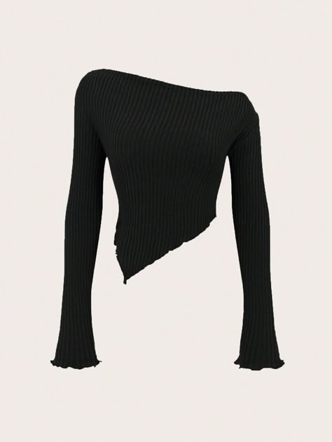 Asymmetrical Long Sleeve Top, Shein Tops Shirts, Stylish Tops Fashion, Cute Long Sleeve Tops, Tops For Women Stylish, Cotton Tops Designs, Stylish Tops For Women, Trendy Tops For Women, Trendy Fashion Tops