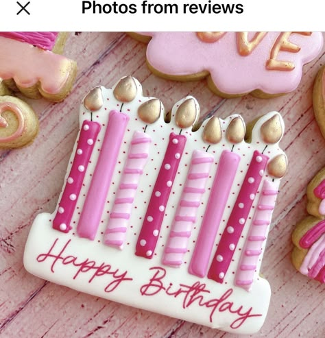 Decorated Birthday Cookies, Birthday Candle Cookies, Candle Sugar Cookies, بيتي فور, Cutout Cookie, No Bake Sugar Cookies, Happy Birthday Cookie, Royal Iced Cookies, Candle Cookies