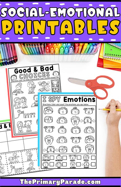 Discover my favorite social emotional activities for preschoolers and download my free printable sel resources for kids to learn in a fun way. Emotional Activities For Preschoolers, Social Emotional Learning Preschool, Emotional Literacy Activities, Homeschooling Worksheets, Sel Resources, Aba Activities, Emotional Activities, Emotions Preschool, Social Emotional Learning Lessons