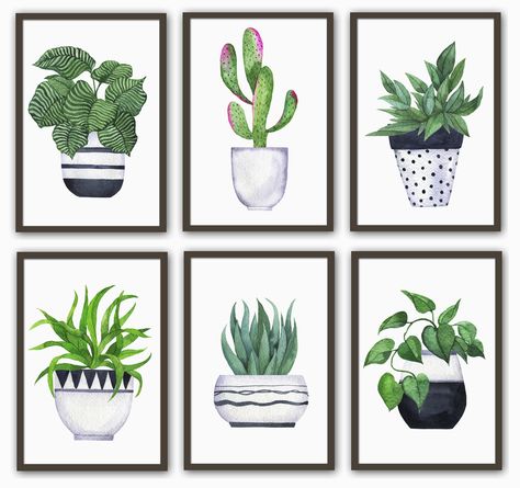 Cactus Planta, Plant Painting, Botanical Watercolor, Large Wall Decor, Stupell Industries, Ebony Wood, Framed Wall Art Sets, Plant Print, Textured Artwork