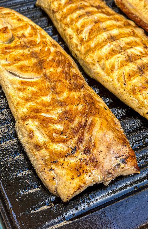 Greek-style Mackerel Fillets (Grilled) - The European Dish King Mackerel Recipes, Mackerel Fillet Recipes, Greek Fish Recipe, Mackerel Recipe, Beet Salad With Feta, Filet Recipes, Greek Fish, Grilled Mackerel, King Mackerel