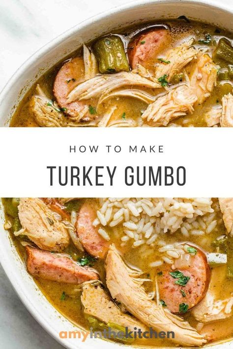 Turkey Gumbo Recipe Thanksgiving, Dinner Ideas With Turkey Meat, Soups With Turkey Meat, Turkey Soups And Stews, Cooked Turkey Recipes Leftovers, Soup With Turkey Meat, Healthy Leftover Turkey Recipes, Turkey Gumbo Recipe, Turkey Leftover Ideas