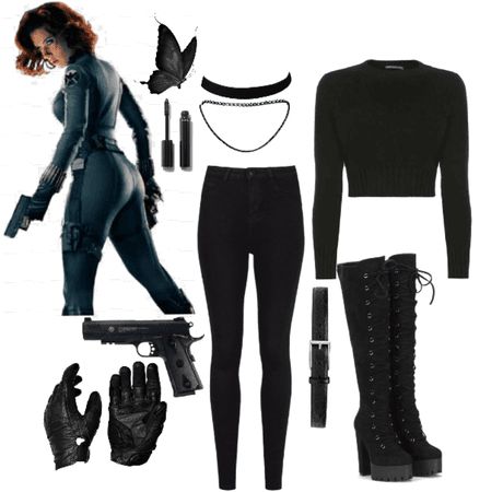 Black Widow Inspired Outfits, Black Widow Outfit Ideas, Widow Outfit, Black Widow Outfit, Marvel Inspired Outfits, Meeting Outfit, Badass Outfit, Black Velvet Choker, Disney Bounding