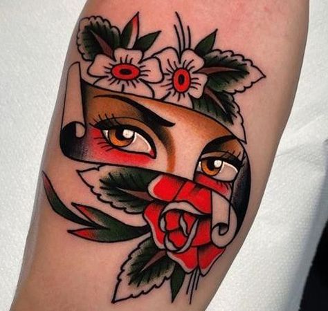 Traditional Tattoo Eye, Tato Geisha, Traditional Tattoo Drawings, Old School Traditional, Tato Tradisional, Traditional Tattoo Old School, Traditional Tattoo Inspiration, Zanesville Ohio, Traditional Style Tattoo