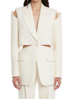 Discover great products at the best prices at Dealmoon. Alexander McQueen Slashed Deconstructed Cut Out Blazer. Price:$799.99 at Saks OFF 5TH Bridesmaid Suit, Bridesmaid Suits, Deconstructed Blazer, Ivory Pants, Alexander Mcqueen Jacket, White Wedding Suit, Ivory Suit, Wedding Suit, Pants White