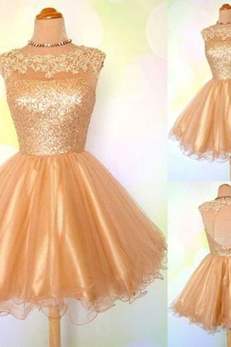 Gold sequin homecoming dress, open back short Maroon Quince, Short Gold Prom Dresses, Gold Homecoming Dress, Yellow Party Dresses, Yellow Homecoming Dresses, Backless Sequin Dress, Backless Homecoming Dresses, Gold Organza, Sequin Homecoming Dress