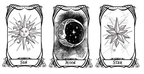 Sun Moon and Star D&D "Deck of Many Things" tarot card design by ... Deck Of Many Things, Sun And Moon Tarot, Wild Unknown Tarot, Tattoo Moon, Tarot Tattoo, Tarot Card Tattoo, The Moon Tarot Card, A Deck Of Cards, The Sun Tarot