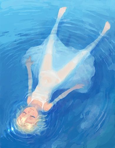 float Girly Illustration, Water Girl, Girl In Water, Color Script, Water Drawing, Poetry Art, River Art, Dark Art Drawings, Art Impressions