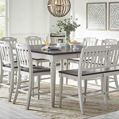 Jofran Solid Wood Square Counter Height Dining Table, Orchard Park Grey Counter Height Bench, Dining Set With Bench, Solid Wood Dining Set, Wooden Counter, Counter Height Dining Table, Brown Table, Kitchen Table Settings, Furniture Market, Counter Height Table