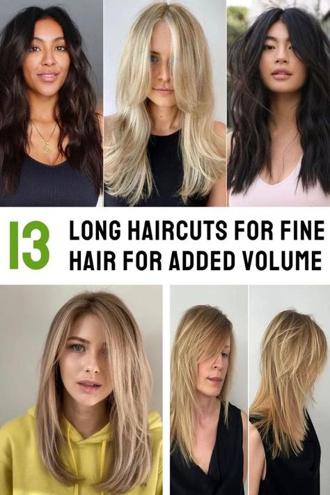 Discover 13 stunning long haircuts designed to give fine hair the volume boost it deserves. From layers to bangs, these styles will transform your look and add body to your locks Long Hair Layers And Face Framing, Long Layers Back Of Hair, Long Hair Layers For Fine Hair, Long Haircut With Layers Fine Hair, Long Curtain Bangs Fine Hair Straight, Long Length Hairstyles For Fine Hair, No Style Long Haircuts, Long Hair Styles Fine Hair, Haircuts With Bangs For Fine Hair