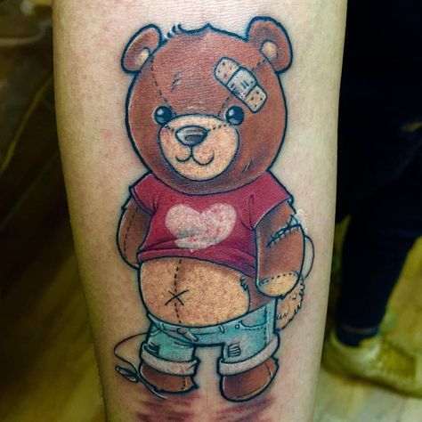 12+ Best Cartoon Bear Tattoo Ideas Teddy Bear Tattoo Designs, Teddy Bear Tattoo, Doodle Bear, Best Teddy Bear, 90s Tattoos, Tattoo Sites, Bear Tattoo Designs, Bear Tattoos, Theme Tattoo