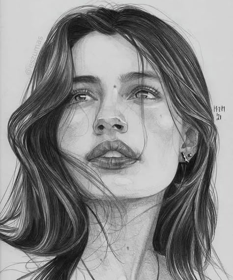 Girl Face Drawing, Pencil Portrait Drawing, Realistic Pencil Drawings, Portrait Drawings, Portraiture Drawing, Sketches Pencil, Face Sketch, Art Sketches Pencil, Portrait Sketches