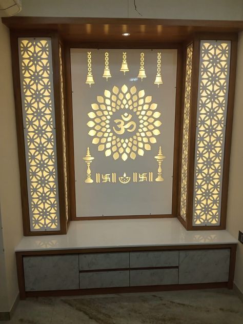 Devotional angles Temple Unit, Jaali Design, Modern Cupboard, Mandir Design, Modern Cupboard Design, Bamboo Design, Pooja Room, Cupboard Design, Pooja Rooms