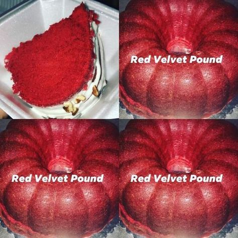 Black Peoples Pound Cakes | Red velvet Pound cake made with Swans Down Cake Flour | Facebook Swan Down Cake Flour Recipes, Swans Cake Flour Recipes, Red Velvet Pound Cake Recipe, Cakes Red Velvet, Red Velvet Pound Cake, Cake Flour Recipe, Swans Down Cake Flour, Buttermilk Pound Cake, Pound Cakes