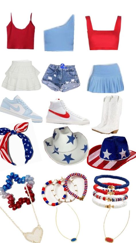 pick one thing from each category for your fit then repost what you pick Cute Fourth Of July Outfits, Fourth Of July Outfits, Fourth Of July Outfit, July Outfits, Fits For Summer, Casual Preppy Outfits, Cute Outfit Ideas, Preppy Outfits, Pick One