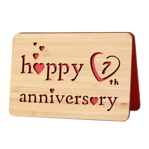 DELLA STELLA Wooden Happy 7th Anniversary Card,Handmade Bamboo Wood 7 Year Wedding Anniversary Greeting Cards,Funny 7 Years Wedding Anniversary,Gifts for Her,Him,Husband,Wife,Boyfriend,Girlfriend Love Anniversary Wishes, 7 Year Wedding Anniversary, Anniversary Wishes For Boyfriend, Happy 7th Anniversary, Happy Anniversary Messages, Happy Aniversary, Anniversary Wishes For Couple, Wedding Anniversary Greetings, Wedding Anniversary Greeting Cards