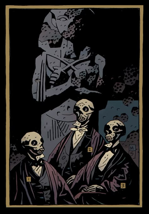 Hellboy Mike Mignola, Mignola Hellboy, Mignola Art, Mike Mignola Art, Hellboy Tattoo, Art Skeleton, Mike Mignola, Skeleton Head, Statue Art