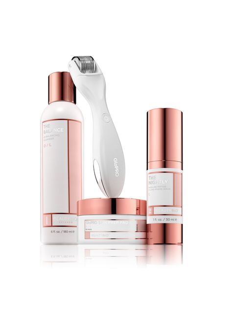 QNY Creative designed the glitzy packaging for BeautyBio, a brand ... Rose Branding, Rose Gold Packaging, Cosmetics Logo, Feminine Body, Cosmetic Package, Beauty Science, Gold Packaging, Skincare Logo, Clean Logo