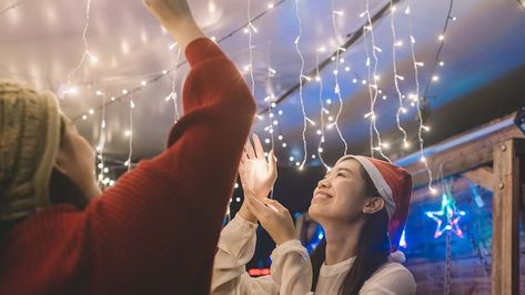 Hanging Christmas Lights On Ceiling, Hanging Christmas Lights From Ceiling, Ceiling Lights Christmas, Hanging Christmas Bulbs From Ceiling, How To Hang Christmas Lights On Ceiling, Christmas Lights Hallway Ceiling, Christmas Ceiling Lights, How To Hang Christmas Lights, Christmas Lights From Ceiling