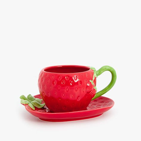 Colorful Picnic, Mug And Saucer, Picnic Plates, Cute Coffee Cups, Coffee Cup And Saucer, Strawberry Fruit, Cute Coffee, Red Strawberry, Coffee Cups And Saucers