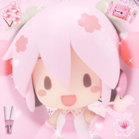 Pink Miku Pfp, Pink For Widgets, Sakura Miku Icon, Sakura Miku Pfp, Pfp Miku, Pink Webcore, Chibi Sakura, Anime Cute Icons, Sakura Hatsune Miku