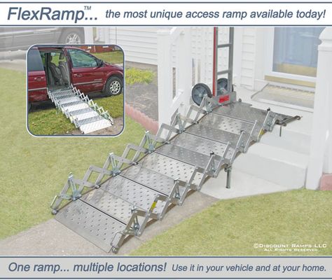 FlexRamp™ Wheel Chair Ramp (Pretty darn costly but still cheaper then building a ramp of that size) Building A Ramp, Wheelchair Ramp Diy, Wheel Chair Ramp, Accessibility Design, Scooter Ramps, Portable Wheelchair Ramp, Ramp Design, Portable Ramps, Access Ramp