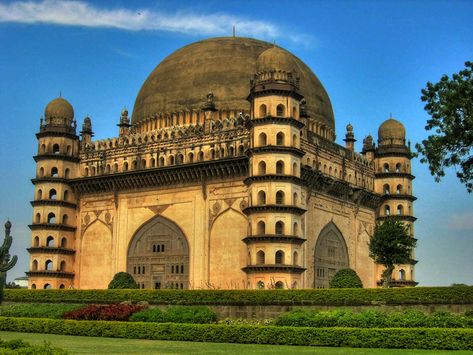 Submerged Churches & Gothic Palaces: 10 Lesser-Known Historic Sites in India That Are a Must-Visit. @thebetterindia via @topupyourtrip #travelindia #bucketlist #travel #history #monuments #quaint #indianhistory #indiatravel Deccan Architecture, Gol Gumbaz, Monument In India, Exotic Vacations, Ancient Indian Architecture, Travel Facts, Travel India, Visit India, Historical Places