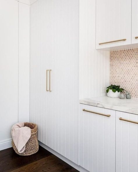 4 ways to use VJ panelling in your home — KW Cabinets Vj Panelling Bathroom, Vj Panelling, Laundry Cupboard, Kitchen Island Bench, Kitchen Cupboard Doors, Linen Cupboard, Drawer Pulls And Knobs, Black Cabinet, Cabinet Door Handles