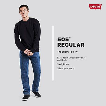 Levi’s® Men's 505™ Straight Regular Fit Jeans - JCPenney Outfit Levis, Best Street Photographers, Blue Jeans Mens, Khaki Chino Pants, Jeans Outfit Summer, Regular Fit Jeans, Work Jeans, Winter Jeans, Levis 505