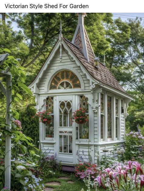 Play Houses For Kids, Green House And Garden, Fairy Cabin, Garden Sheds Ideas, Shed Cottage, Tiny Chapel, Loft Cottage, Cottage Style Doors, Sheds Ideas