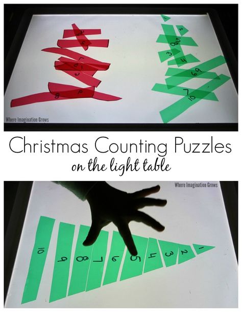 Reggio Christmas Ideas, Reggio Christmas, Christmas Ideas For Kids, Light Box Activities, Puzzle Lights, Esthetician Gifts, Counting Puzzles, Christmas Units, Christmas Lesson